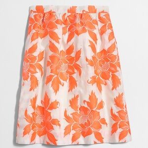 J. Crew Neon Orange Floral Flounce Skirt